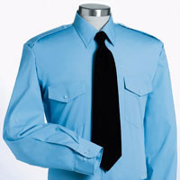 Men's Blue Long Sleeve Shirt (with Flap Pockets and Embroidery)