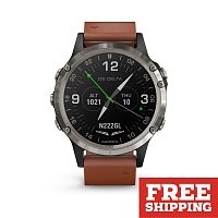 Garmin D2 Delta Watch Black (Brown Leather Band Band 47mm )