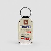 Travel is - Old Tag - Leather Keychain