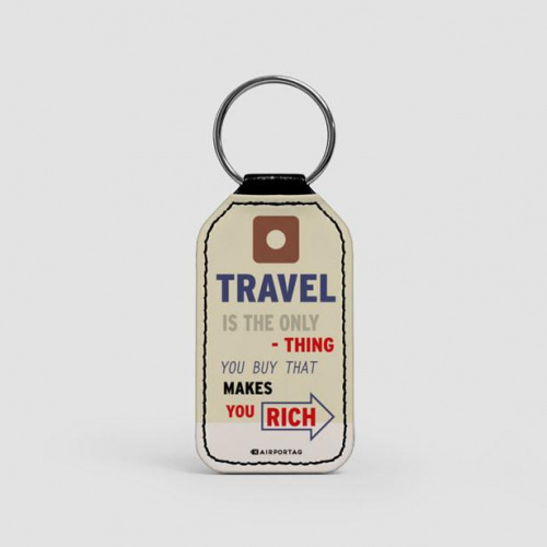 Travel is - Old Tag - Leather Keychain