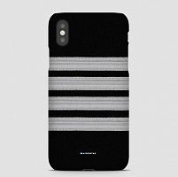 Black Pilot Stripes Silver - Phone Case