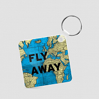 Fly Away - World Map - Square Keychain