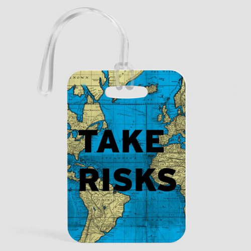 Take Risks - World Map - Luggage Tag