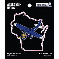 Wisconsin State with Airplane Sticker