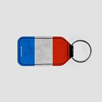 French Flag - Leather Keychain