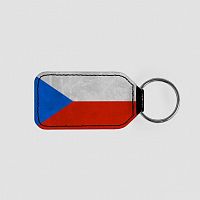 Czech Republic Flag - Leather Keychain