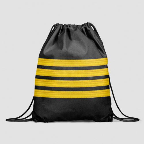 Black Pilot Stripes - Drawstring Bag