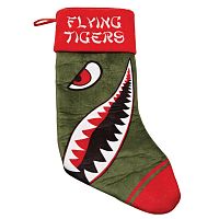 Flying Tigers Plush Velvet Christmas Stocking