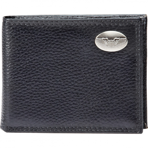 Pilot Wings Medallion Black Leather Wallet