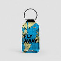 Fly Away - World Map - Leather Keychain