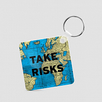 Take Risks - World Map - Square Keychain