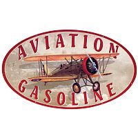 Aviation Gasoline Oval Metal Sign