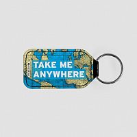 Take Me - World Map - Leather Keychain