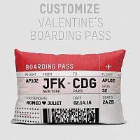 Valentine's Boarding Pass - Throw Pillow
