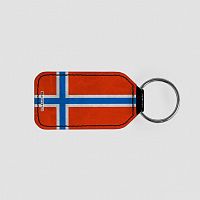 Norwegian Flag - Leather Keychain