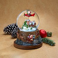 Musical Snow Globe with Flying Santa