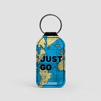 Just Go - World Map - Leather Keychain