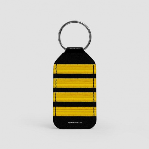 Black Pilot Stripes - Leather Keychain