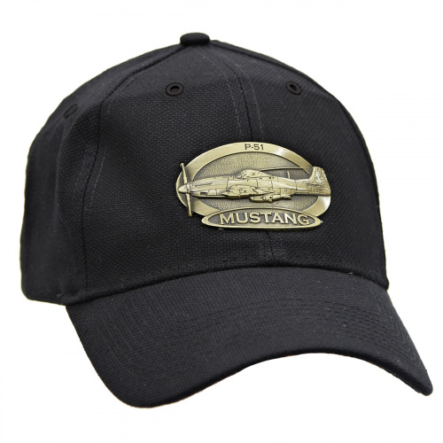 P-51 Mustang Airplane Cap with Brass Emblems