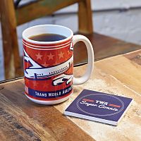 TWA Super Connie Coffee Mug and Coaster Set