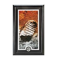 Framed Apollo 11 Moon Landing Footprint Print with Silver Collectors Coin