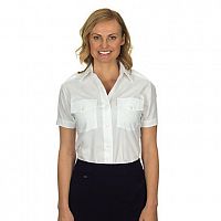 Ladies White Short Sleeve Aviator Shirt