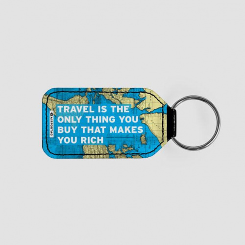 Travel is - World Map - Leather Keychain