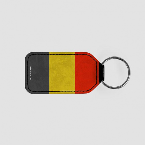 Belgian Flag - Leather Keychain