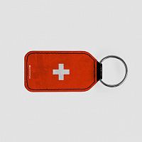 Switzerland Flag - Leather Keychain