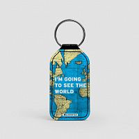I'm Going - World Map - Leather Keychain