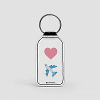 Emoji Heart Plane - Leather Keychain